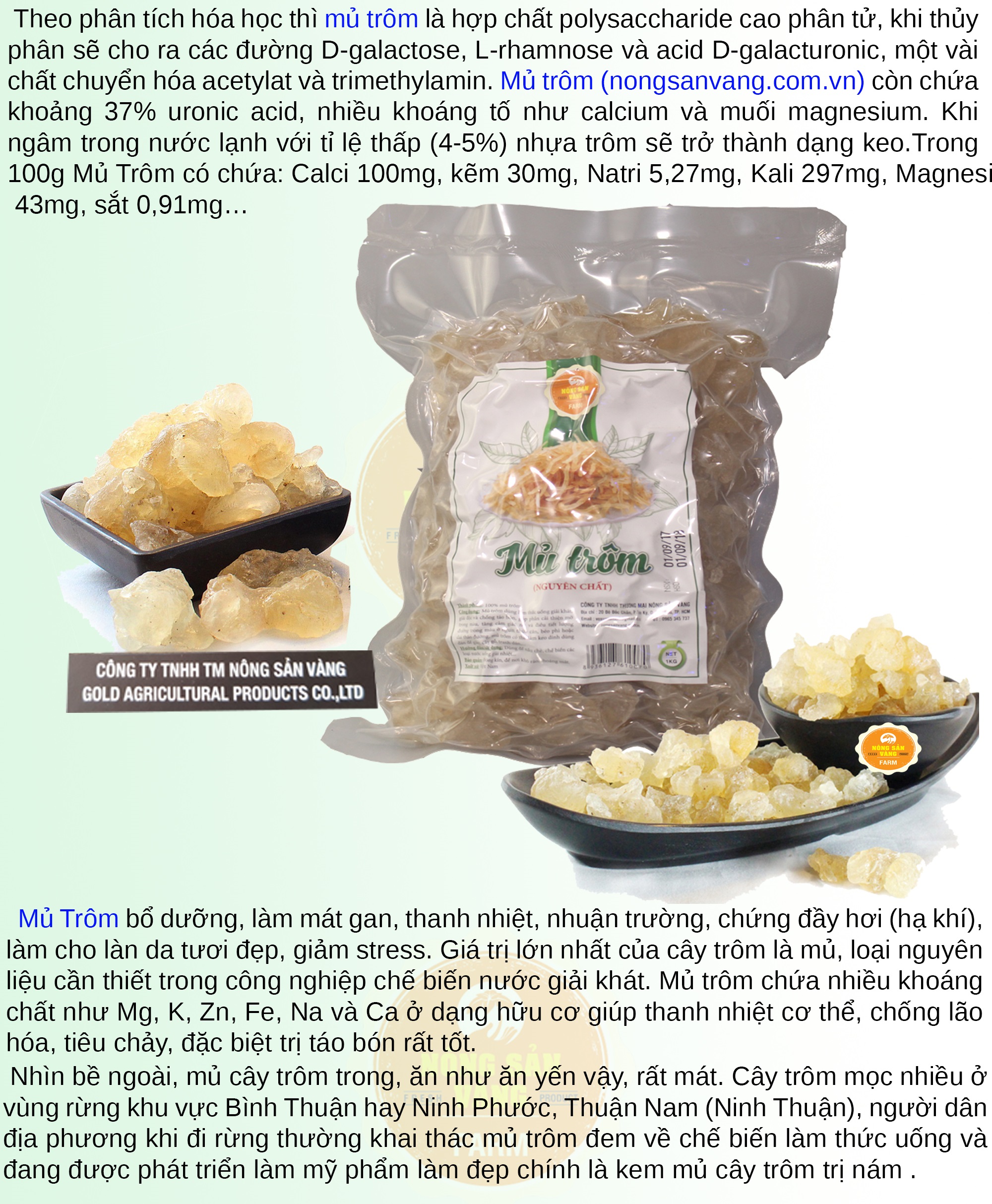 Mủ Trôm Nguyên Chất Cao Cấp 500Gr, Thức Uống Thanh Nhiệt, Mát Gan - Nông Sản Vàng