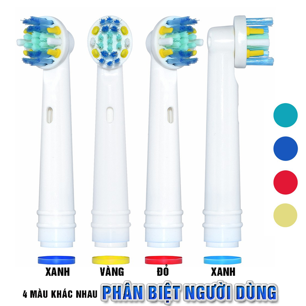 Cho máy Oral B Braun, bộ 4 Đầu Bàn Chải đánh răng điện thay thế MIHOCO EB25-P New Floss Action, đánh tan mảng bám, cao răng, làm sạch vết ố