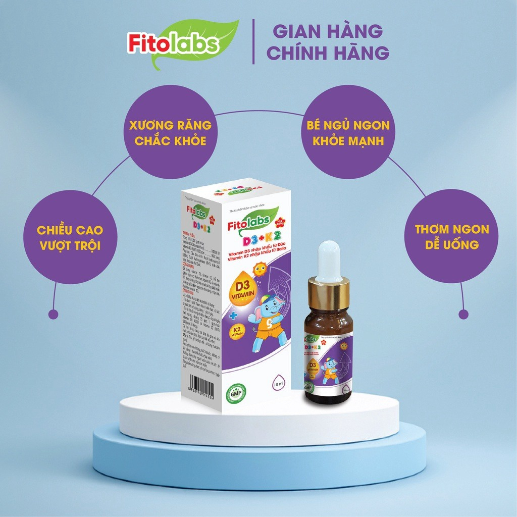 Siro bổ sung Vitamin D3K2 Fitolabs, lọ 10ml