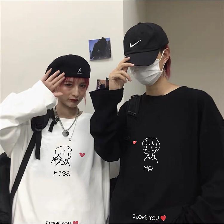 Áo Thun Tay Dài Couple Unisex MR MS Form Rộng