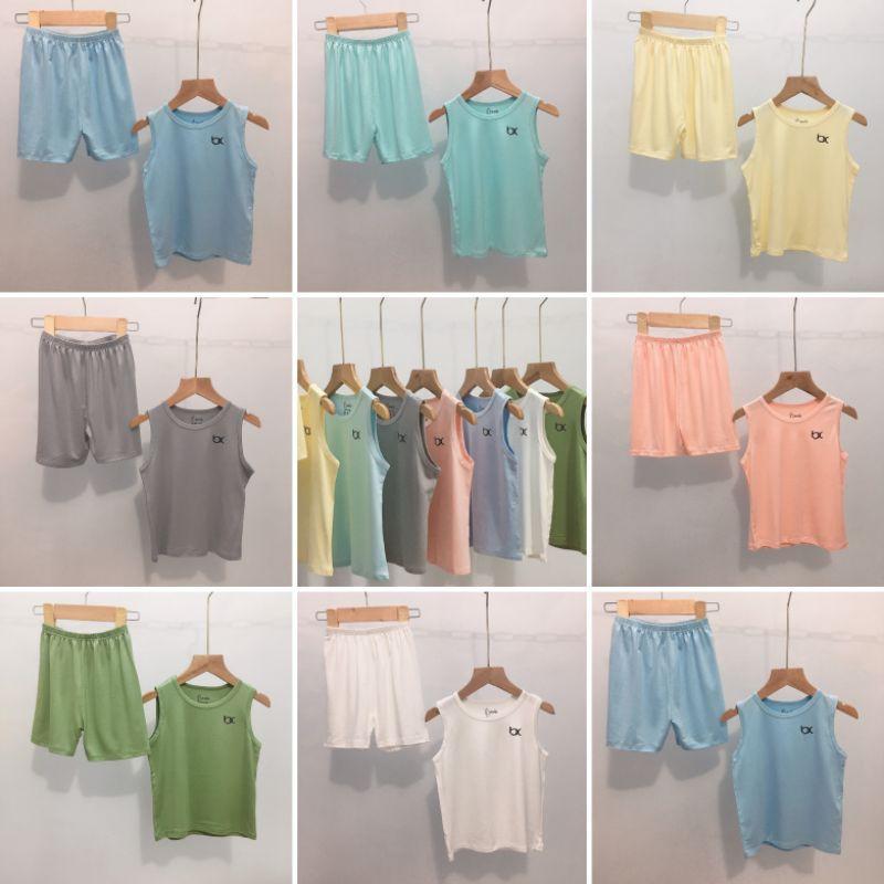 Bộ ba lỗ Bé Xíu Bexiu màu trơn chất thun lạnh mềm mịn mát cho bé trai và bé gái từ 5-19kg HÀNG CAO CẤP