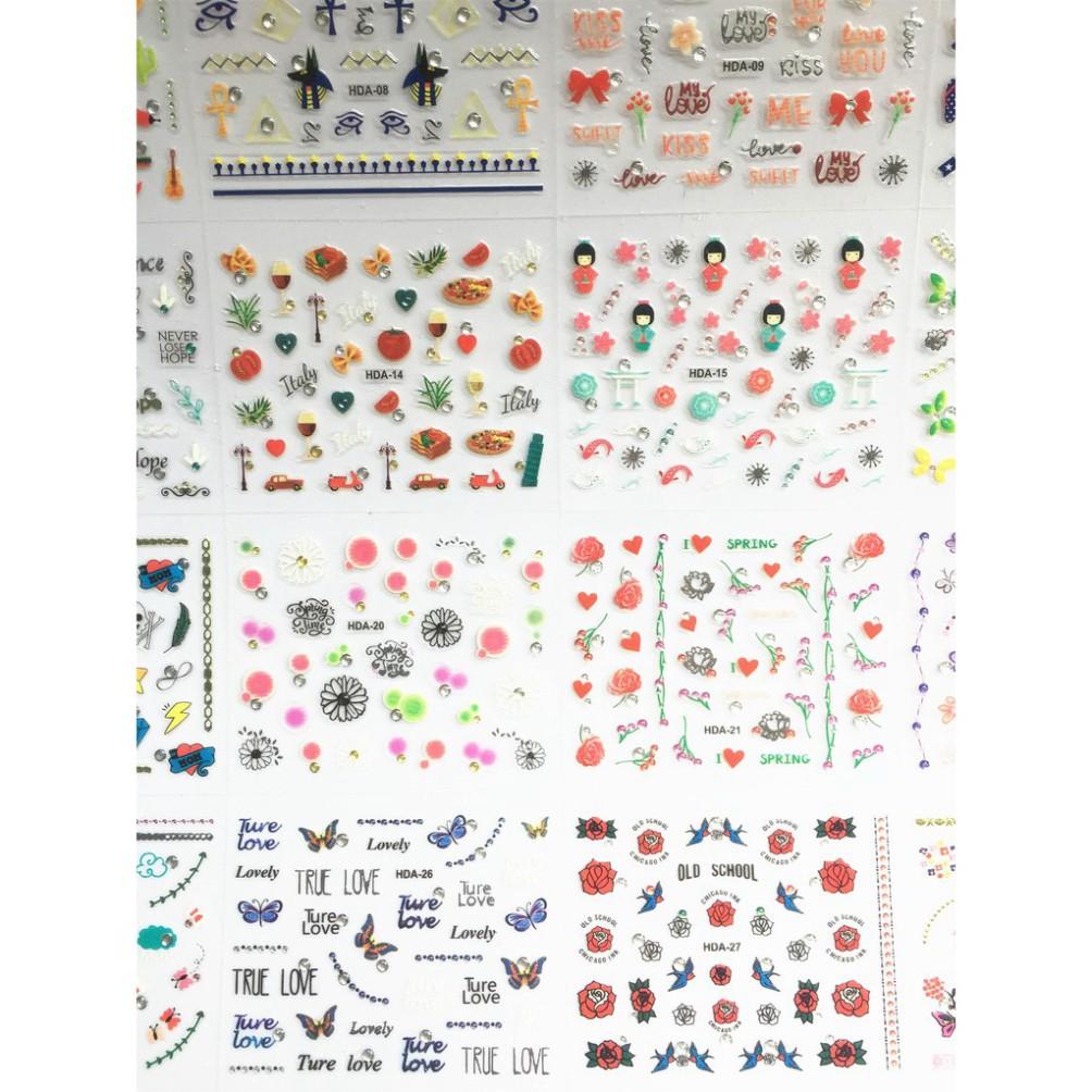 Sticker dán móng hoạt hình dễ thương không độc hại (1 tờ 30-50 hình dán)