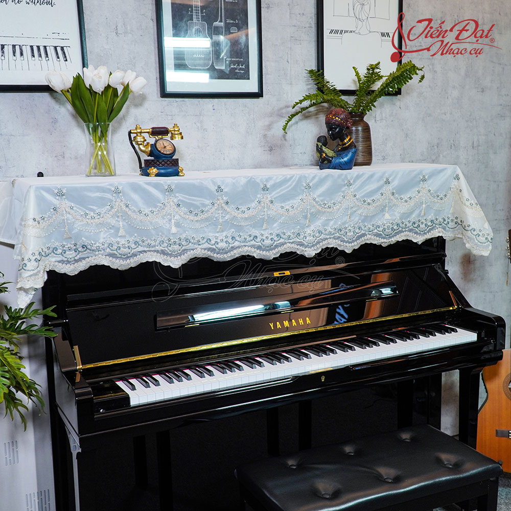 Khăn Phủ Đàn Piano Voan Trắng KU-028