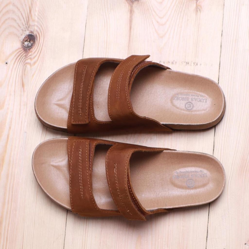 Dép da bò đế trấu, Sandal da bò sáp, may thủ công Lucas Shoes, bảo hành 6 tháng