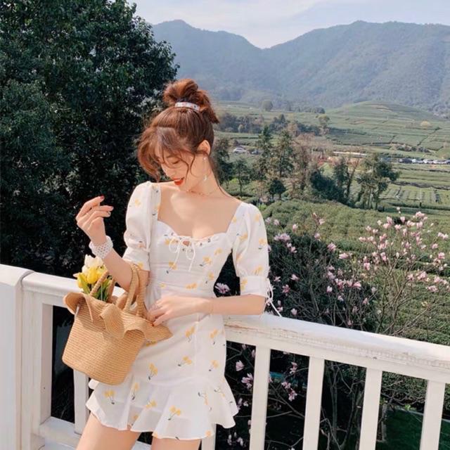 Đầm Ngắn Nhiều Màu In Cherry