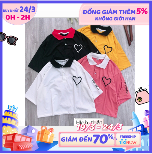 ÁO THUN CROPTOP FORM RỘNG TAY LỠ - ÁO NHÓM CROP NGẮN TAY CỔ BẺ PETER 33