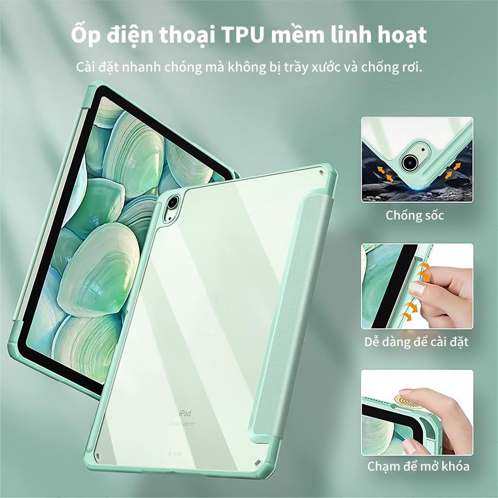 [HÀNG CHÍNH HÃNG GOOJODOQ] Bao da ipad GOOJODOQ Cho iPad Pro 11 12.9 2022 Air 4 Air 5 Gen 10 10.9 Gen 9 8 7 10.2 Ốp Lưng Clear Acrylic Bao - Màu xanh lá cây đậm