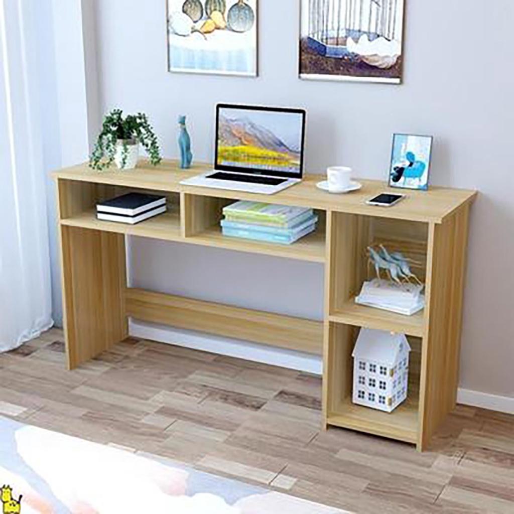 Bàn học gỗ, bàn máy tính 2 ngăn kèm giá sách 2 tầng có kích thước 120*30*75cm vân gỗ sáng