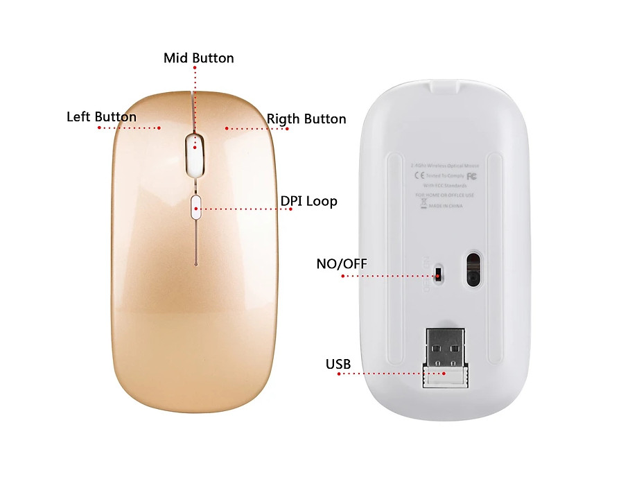 Chuột không Bluetooth , Chuột không dây , Chuột sạc điện M90 nhỏ gọn