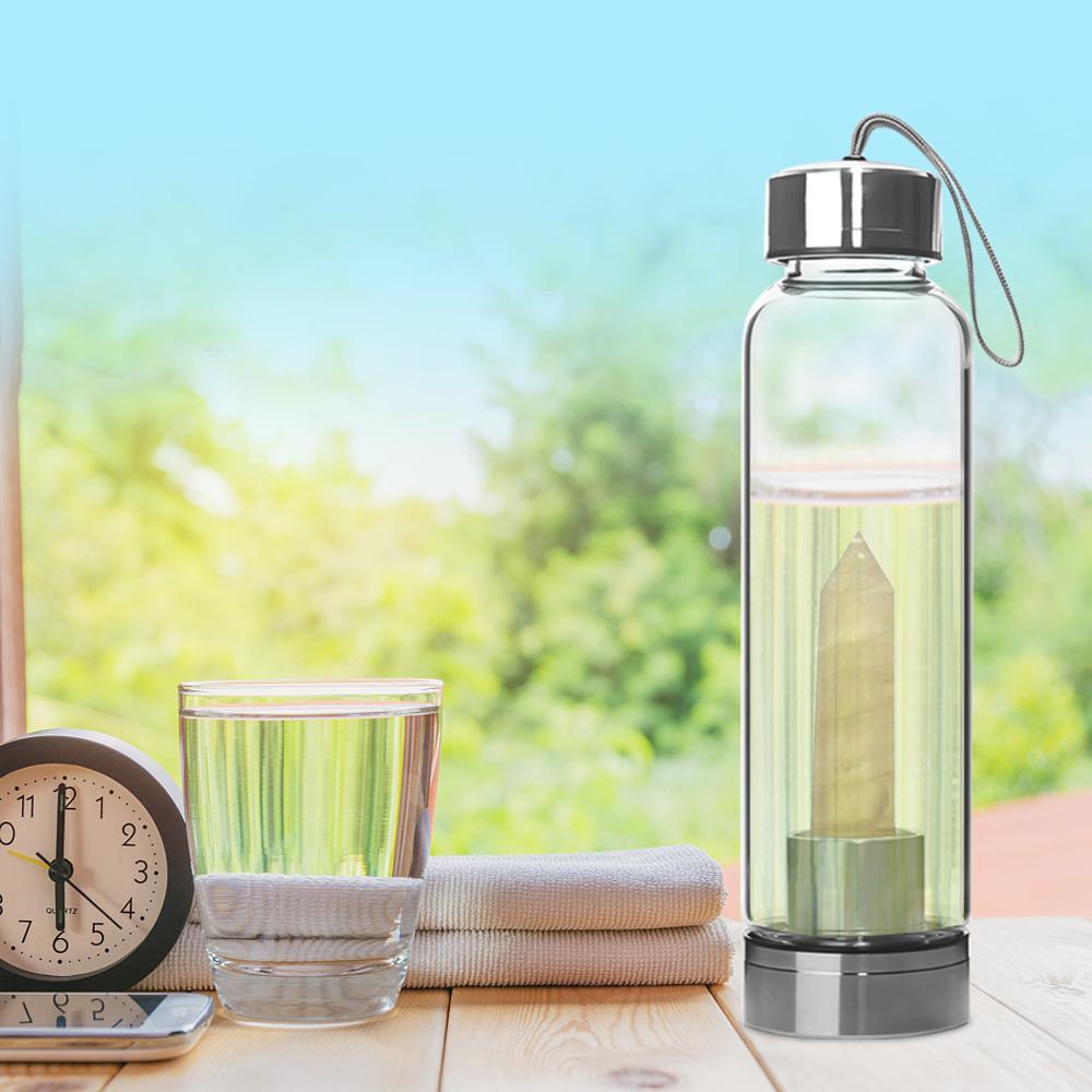 Bình nước thủy tinh pha lê, có thể tháo rời, dây đeo dễ dàng