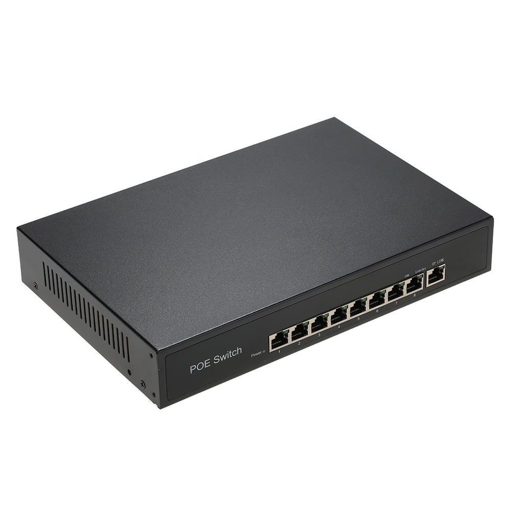 Bộ nguồn tích hợp AP VoIP 1 + 8 cổng 10 / 100Mbps PoE Switch Injector qua Ethernet IEEE 802.3af cho máy ảnh