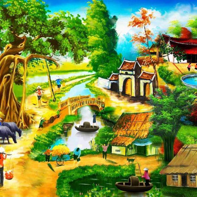 Tranh dán tường 3d tranh đồng quê
