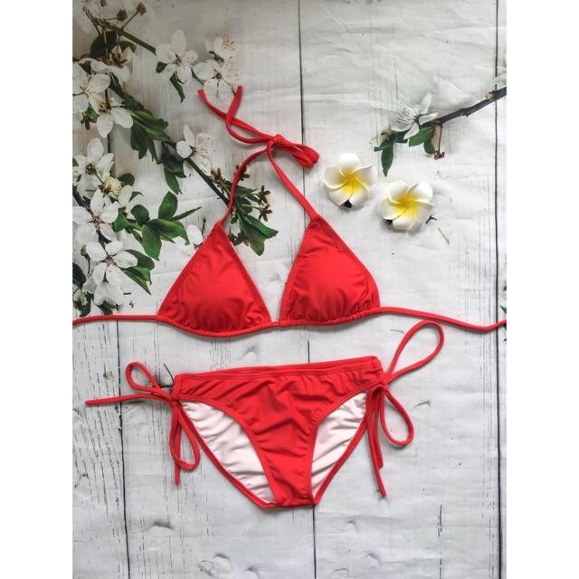 Bikini đồ bơi 2 mảnh tam giác quần sịp full màu kèm video thật do shop tự quay