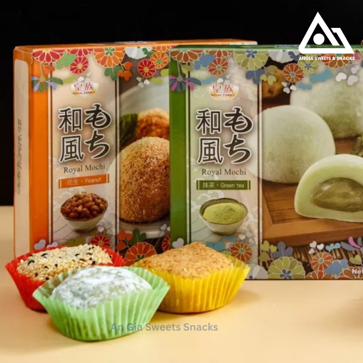 Bánh mochi Đài Loan Royal Family vị matcha trà xanh 152g- Hộp 4 bánh An Gia Sweets & Snacks