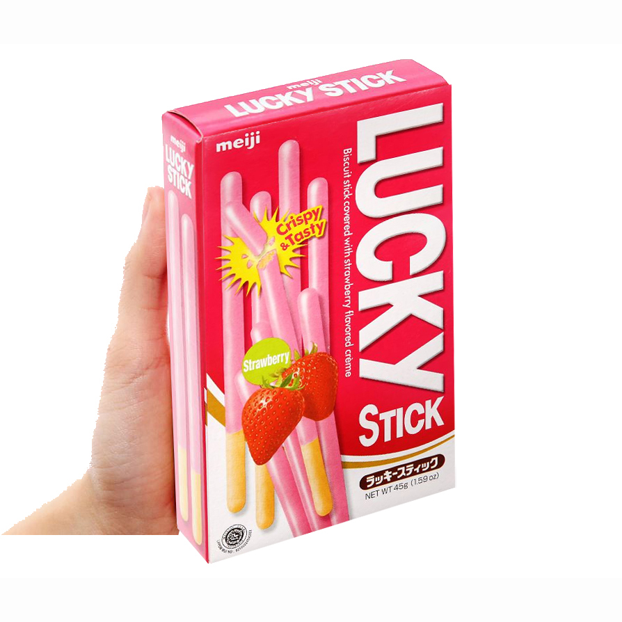 Lốc 10 Bánh que Meiji Lucky stick strawberry 45g