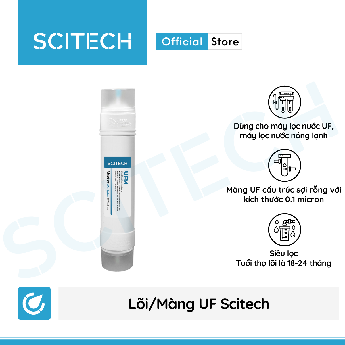 Bộ lọc nước uống công nghệ UF 8 cấp lọc by Scitech (Không dùng điện, không nước thải) - Hàng chính hãng