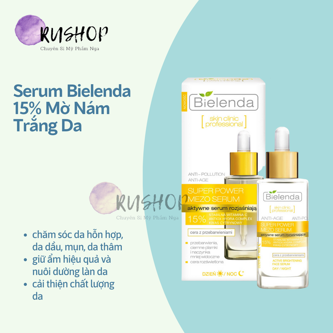 Serum huyết thanh tưoi Bielenda 15% mờ nám trắng da