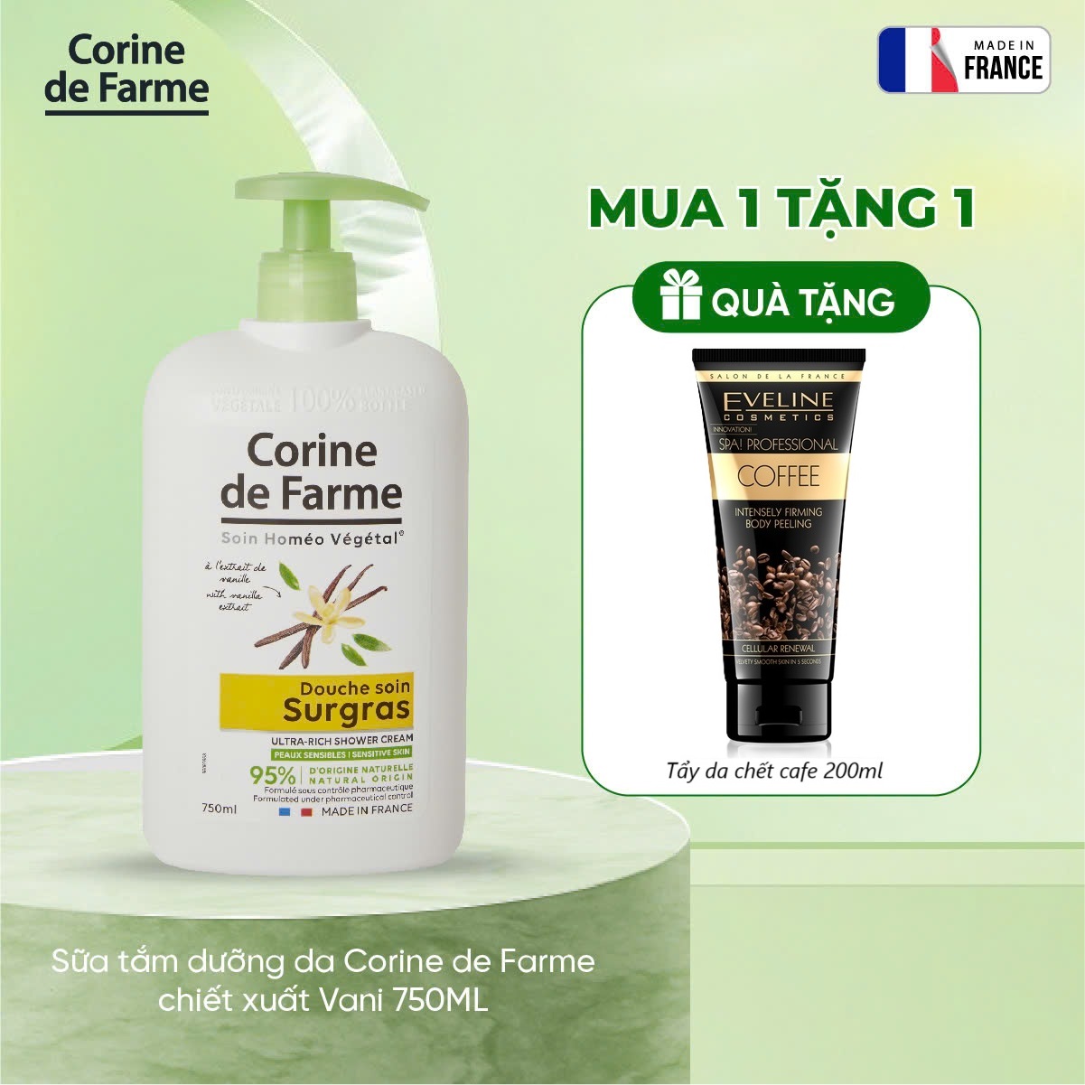 Sữa tắm dưỡng da Corine de Farme hương vani 750ML