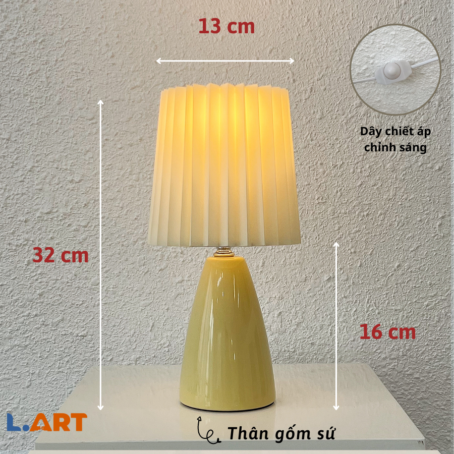 Đèn ngủ vàng đèn decor chao xếp ly nhỏ gọn có nút vặn chỉnh sáng tiện lợi DBG003