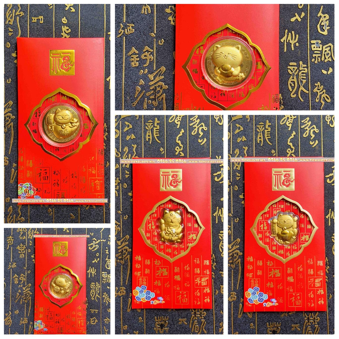 Bao lì xì Ti.ền 2023 Bao lì xì Mèo vàng Quý mão M1 LGLSC000635