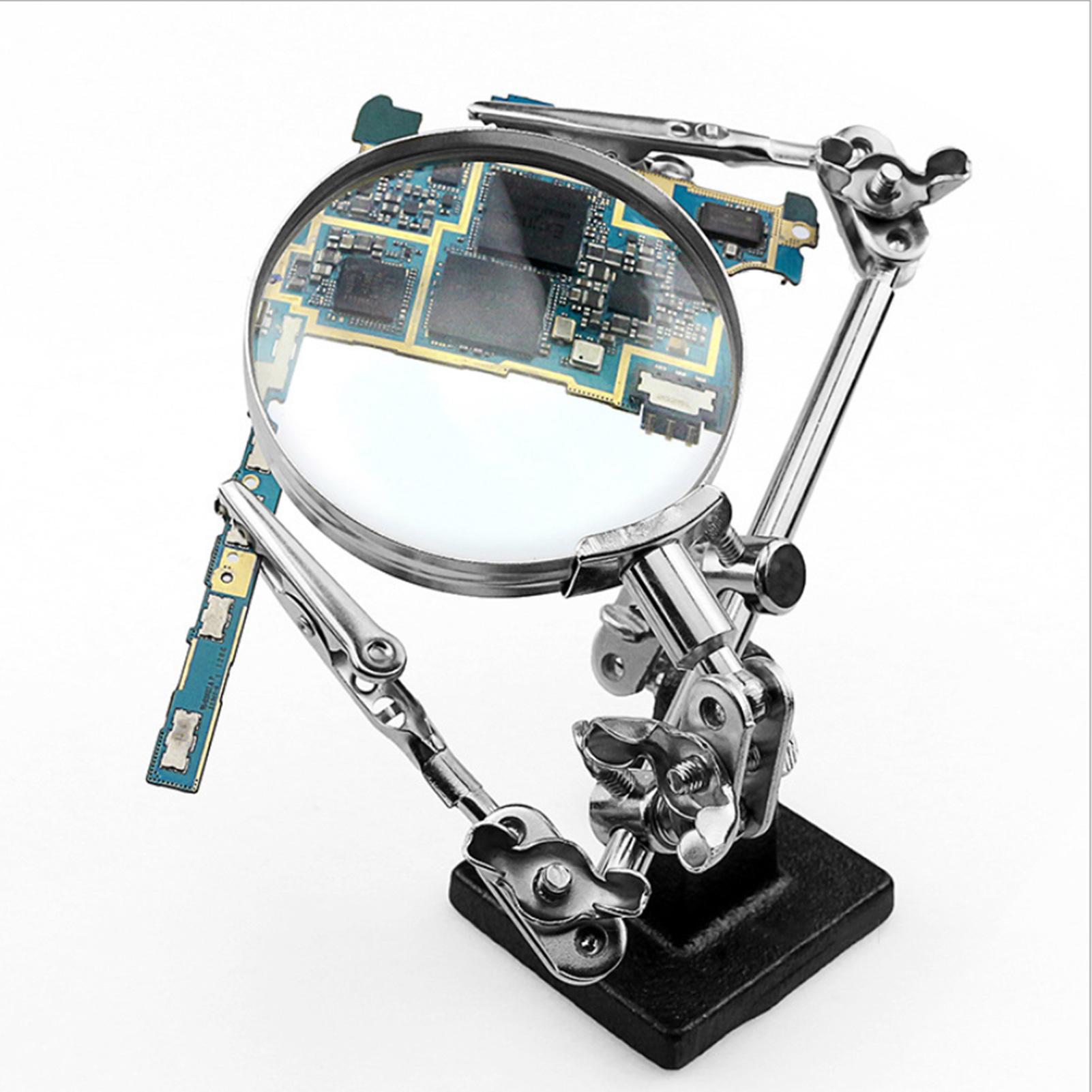 Helping 3rd Hand Soldering Iron Hobby Tool Vise Clamp Magnifying Glass Electricians Tool