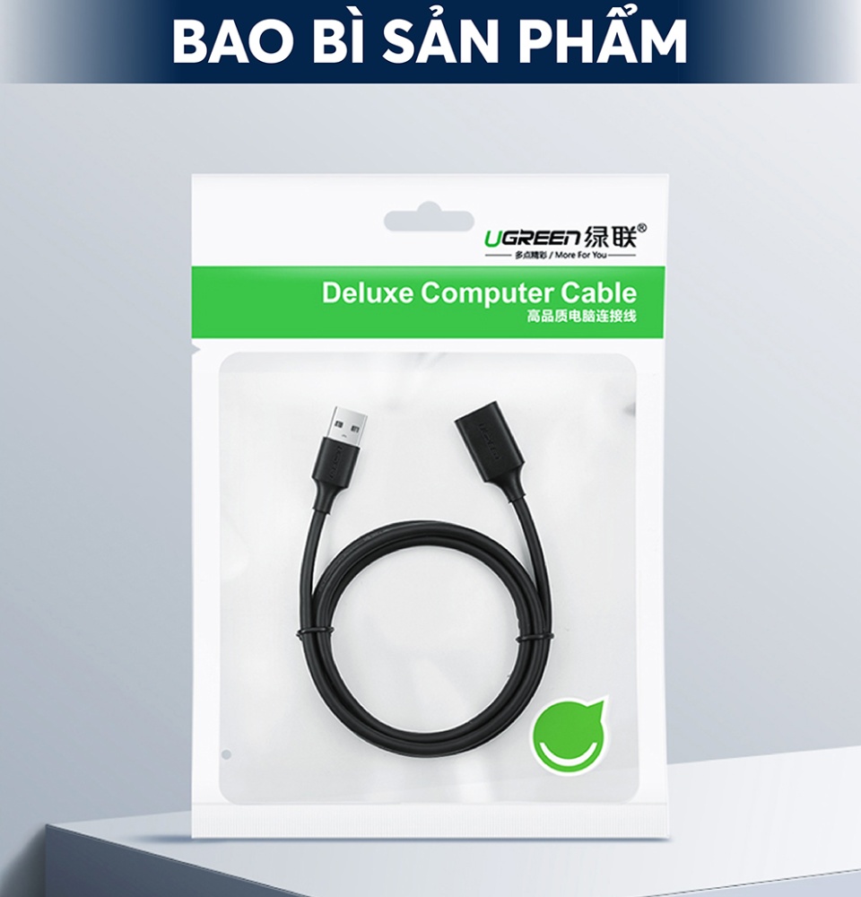 Dây nối dài USB 2.0 (1 đầu đực, 1 đầu cái) dài 1m UGREEN US103 10314 - Hàng chính hãng