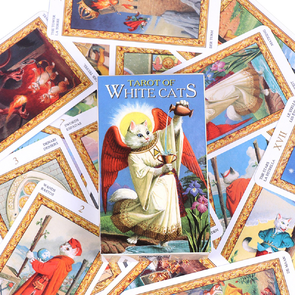 Bài Tarot Of White Cats 78 Lá Bài Tặng File Tiếng Anh Và Đá Thanh Tẩy