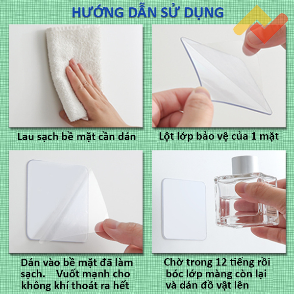 Combo 5 Miếng Dán 2 Mặt Keo Acrylic Siêu Dính, Trong Suốt, Tiện Dụng