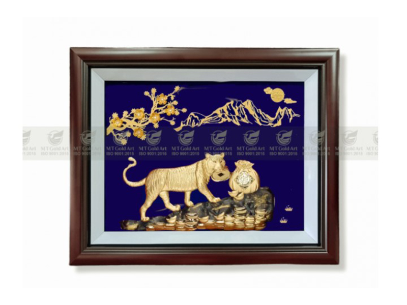 Tranh hổ dát vàng 24k MT Gold Art - Hàng chính hãng, trang trí nhà cửa, phòng làm việc, quà tặng sếp, đối tác, khách hàng, tân gia, khai trương