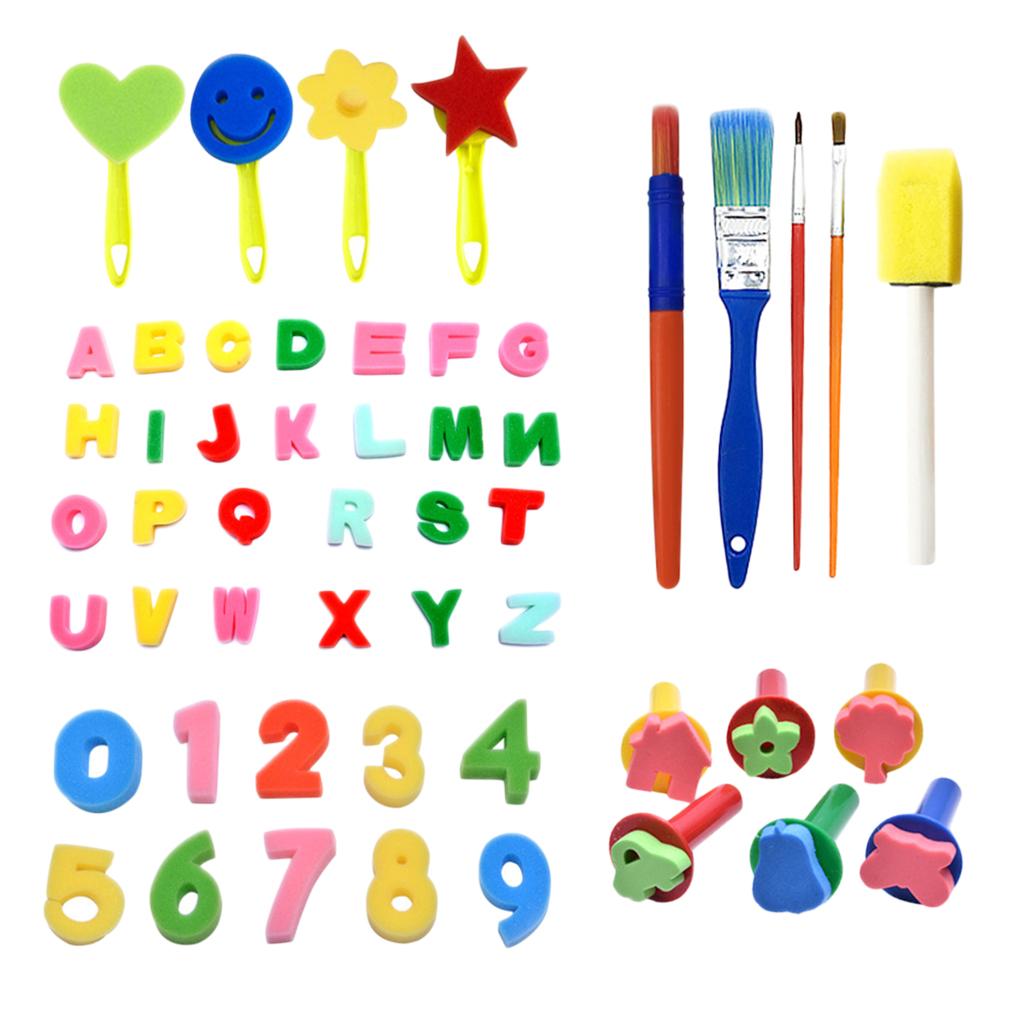 50Pc Sponge Painting Brushes Kids Painting Kits Early Learning Painting Kits