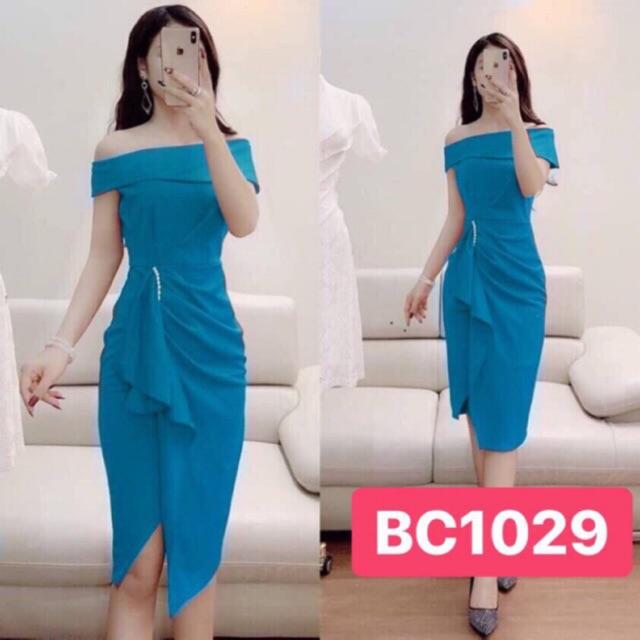 Đầm body bẹt vai kết Ngọc chất Umi dày dặnMM MM