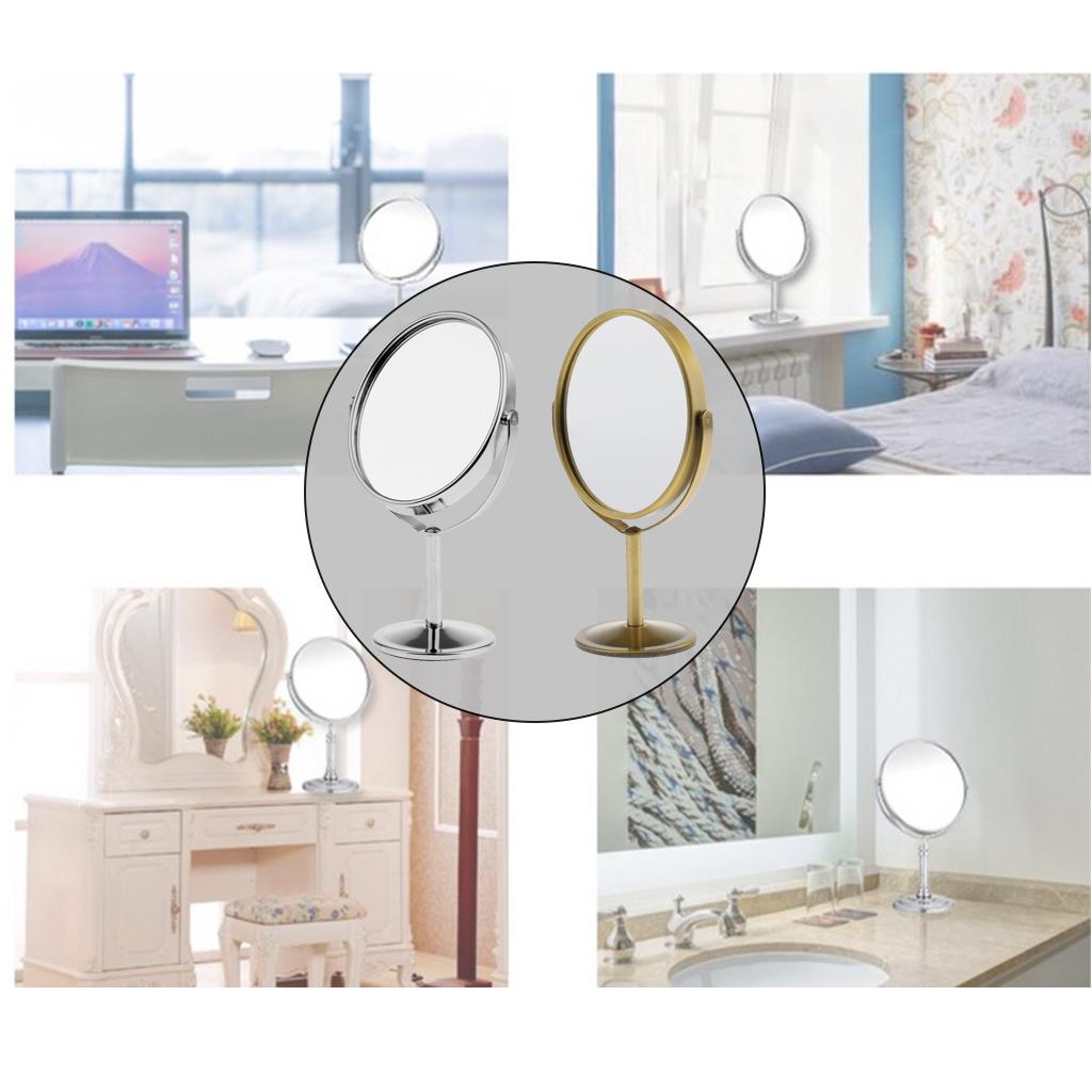 Dual Side Normal Magnifying Oval Stand Makeup Cosmetic Vanity Mirrors 2pcs