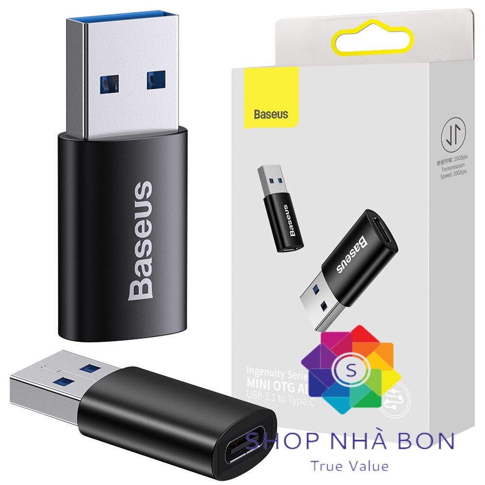 Đầu Chuyển Baseus Mini OTG USB Sang Type C - Tốc Độ Cao 10Gbps - Hỗ Trợ Sạc Nhanh PD - Hàng Chính Hãng