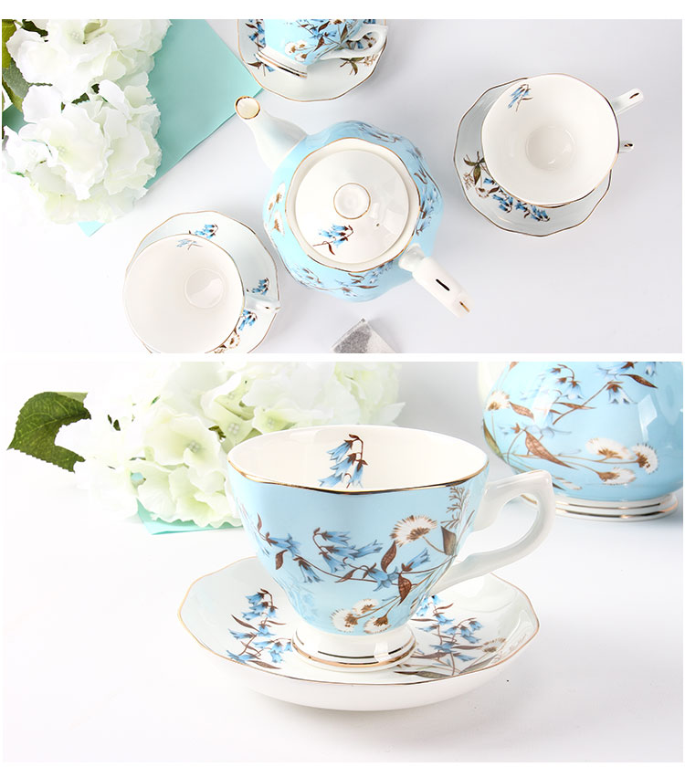 Bộ trà Sứ xương cao cấp nhập khẩu hoa Lily 6 người 15 món 5534