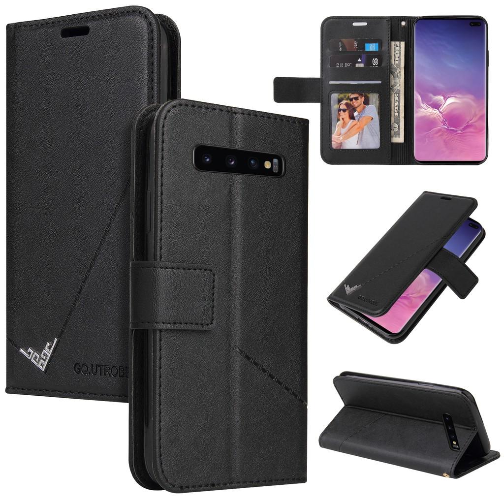 Ốp điện thoại da PC PU cứng dạng ví nắp lật cho Samsung Galaxy S10 S9 S8 Plus S10+ S9+ S8+