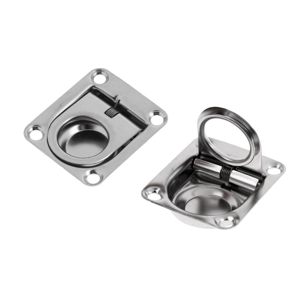 2Pcs Marine Stainless Steel Boat Flush Mount Pull Hatch Latch Lift Handle
