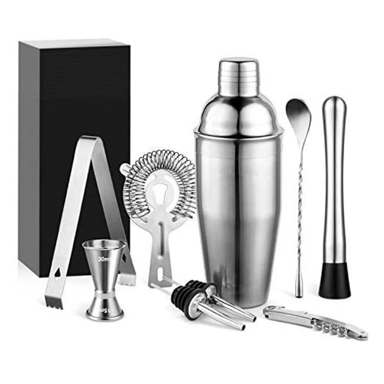 Bộ bình lắc cocktail chuyên nghiệp, Bộ dụng cụ pha chế cocktail 9 món, Bộ dụng cụ pha chế cocktail bằng thép không gỉ, Dụng cụ pha chế dành cho quầy bar và Quà tặng bộ pha chế cocktail tại nhà