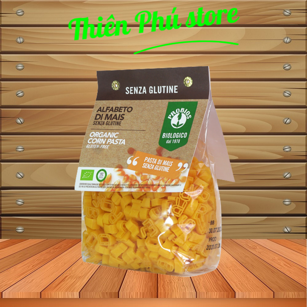 Nui Hữu Cơ Cho Bé Hình Chữ 400g ProBios Organic Corn Pasta Alfabeto Gluten Free