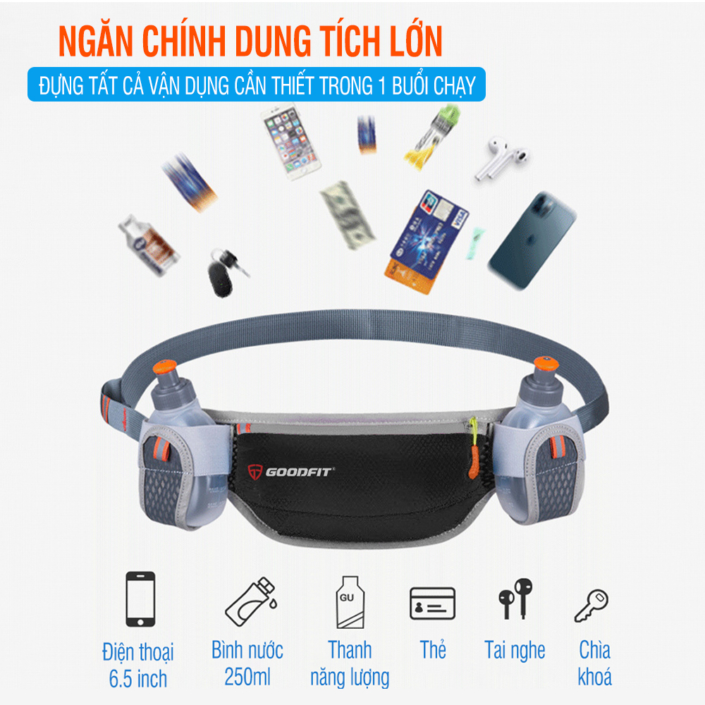 Túi đeo bụng chạy bộ đựng điện thoại chống nước chính hãng GoodFit GF109RB