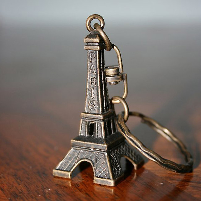 Combo 2 Móc Khoá Hình Tháp Eiffel Mạ Đồng Độc Đáo Đáng Yêu - Tặng miếng dán đa năng fixate