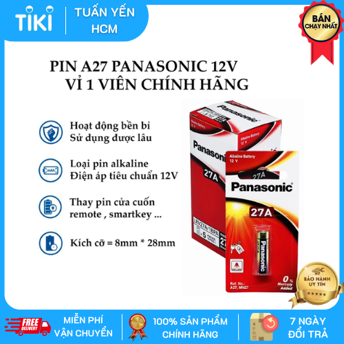 Pin A27 Panasonic LRV08 12V dùng remote ô tô , cửa cuốn (vỉ 1 viên) - Hàng chính hãng