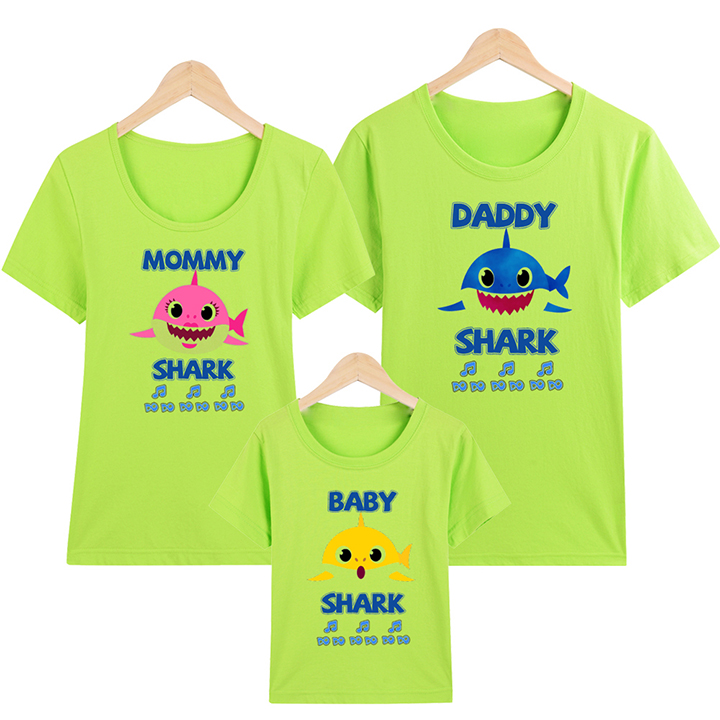 Áo thun gia đình Baby Shark ATGD71-Xanh Lá