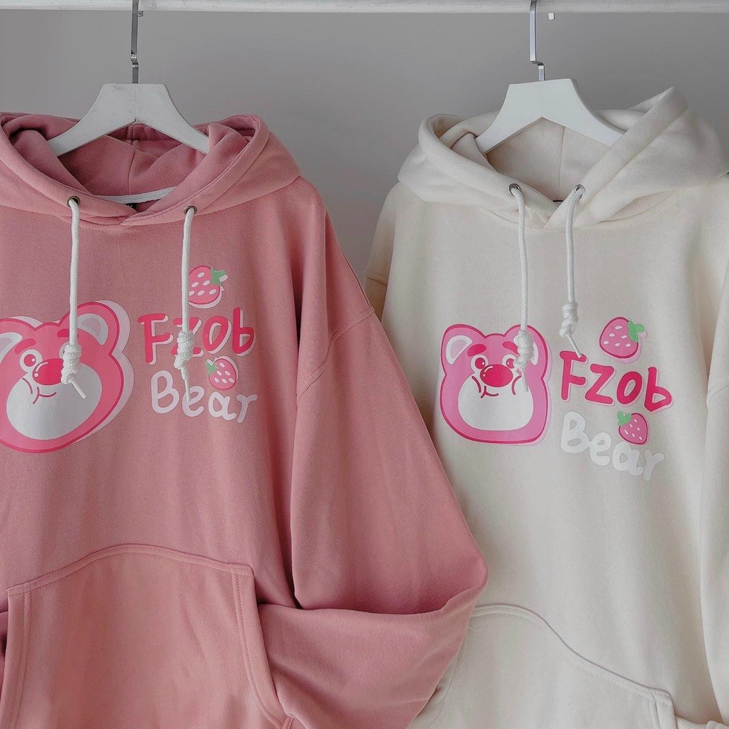 Áo Hoodie Chữ Fzob BEAR GẤU Phối Túi Cặp Đôi Nam Nữ Siêu Xinh - FREESHIP -  Khoác Nỉ Có Nón Mũ 2 Lớp Rộng Unisex