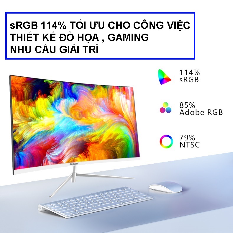 Màn Hình Máy Tính cong 27 inch UHD 4K (3840 x 2160) Tràn Viền Shujie - Hàng nhập khẩu