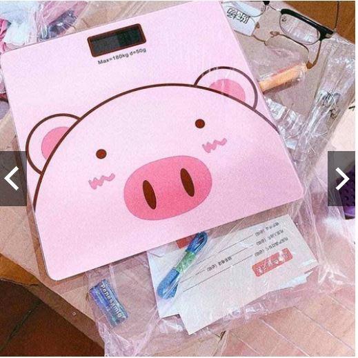 Cân lợn hồng, cân điện tử chuẩn xác, đo nhiệt độ hình dáng đáng yêu nhỏ gọn