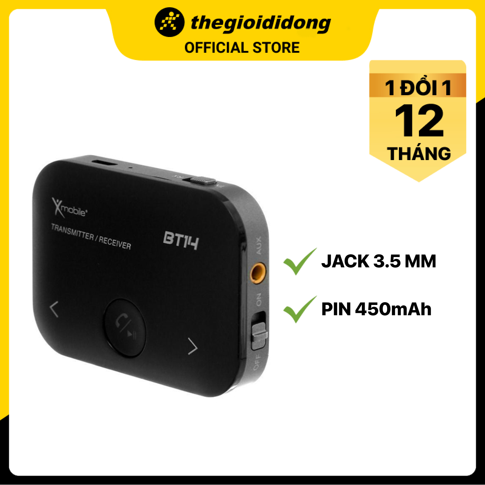 Adapter Bluetooth Xmobile BT14 Đen - Hàng Chính Hãng