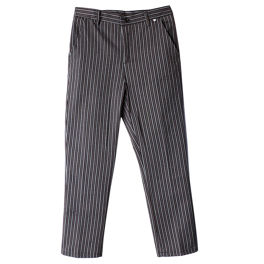 Professional Chef Trousers 2 Pockets Cotton Stripe Work Pants for Mens Womens