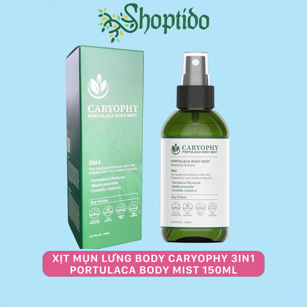 Xịt mụn lưng Caryophy portulaca body mist 3in1 150ml