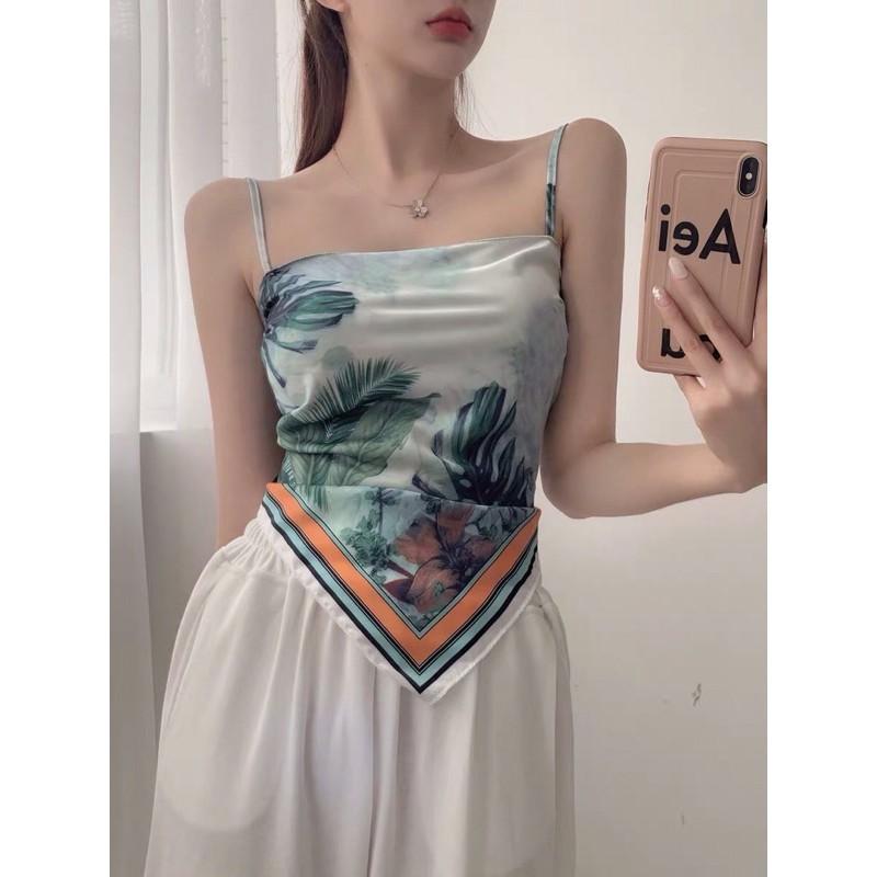 Áo Yếm Nữ ️ Áo 2 Dây️ Vải Lụa Hở Lưng Buộc Nơ Họa Tiết BoHo Trẻ Trung - LINH STORE 99