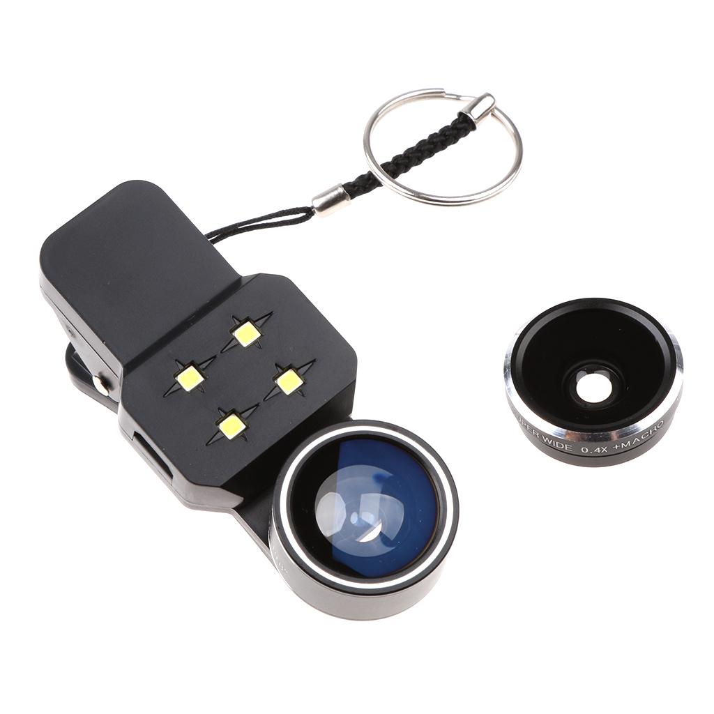 Clip On Camera Lens with LED Light for Mobile Phone/Tablet
